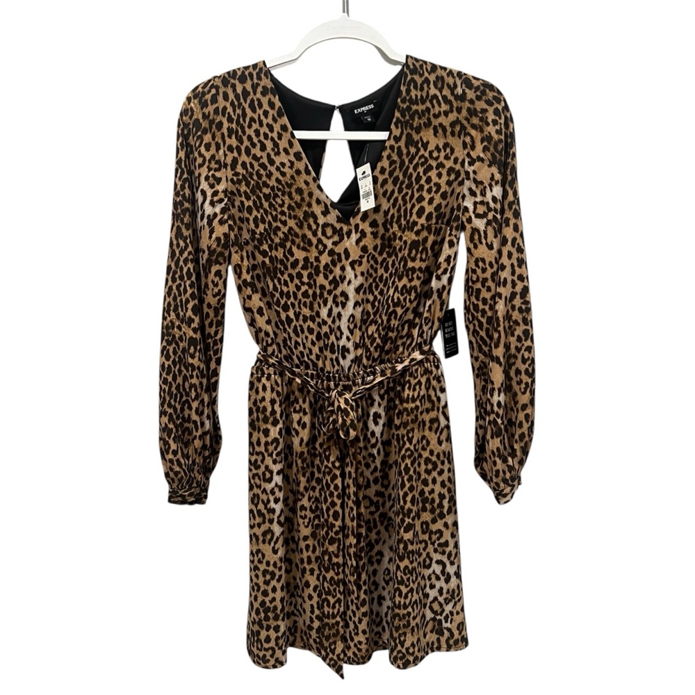 Express Leopard Animal Print Long Sleeve Dress | NWT | XS
